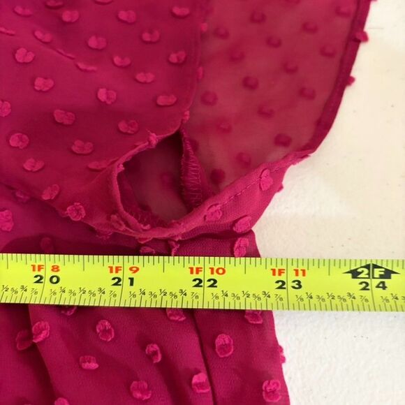 J Crew Blouse Women's Small Short Sleeve Polka Dot Lined Beery Pink Sheer Top - Picture 7 of 7